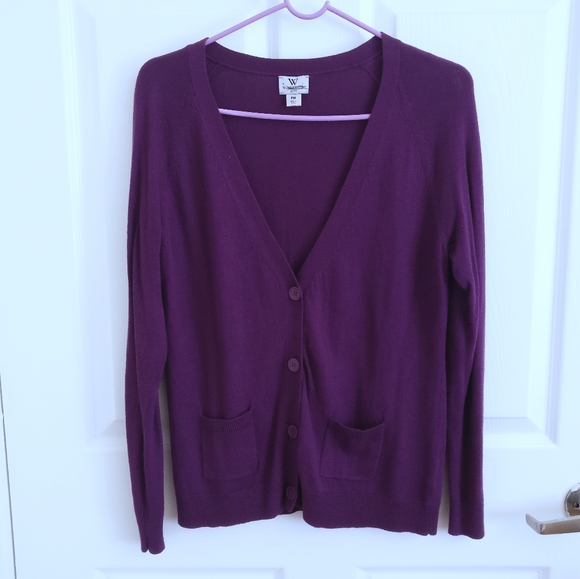 V-Neck Purple Cardigan, Petite Medium - Picture 1 of 7